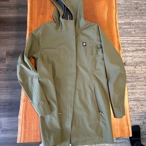 Orage Olive Green Waterproof Trench Coat with Hood